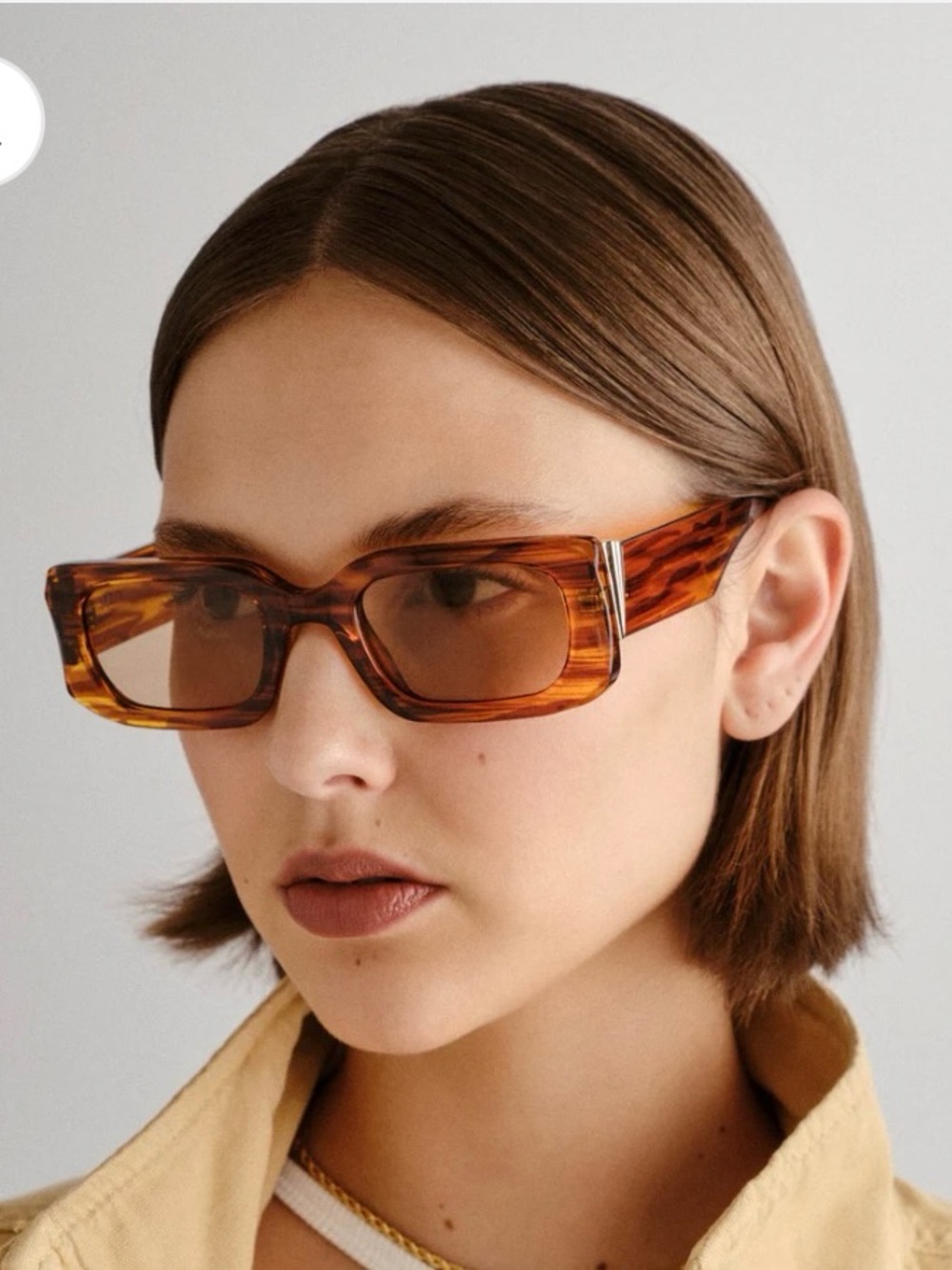 Le Specs Rippled Rebel Woodstripe Rectangle Sunglasses | Brown Tint | NIB